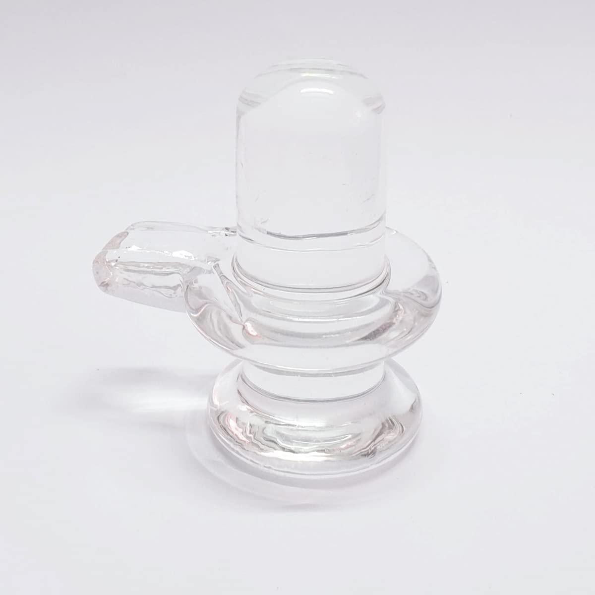 Sphatik Shivling/Big Size for Home Pooja Decorative Showpiece - 4 inch, 200gm (Crystal, White)