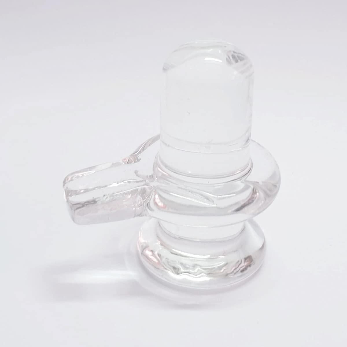 Sphatik Shivling/Big Size for Home Pooja Decorative Showpiece - 4 inch, 200gm (Crystal, White)